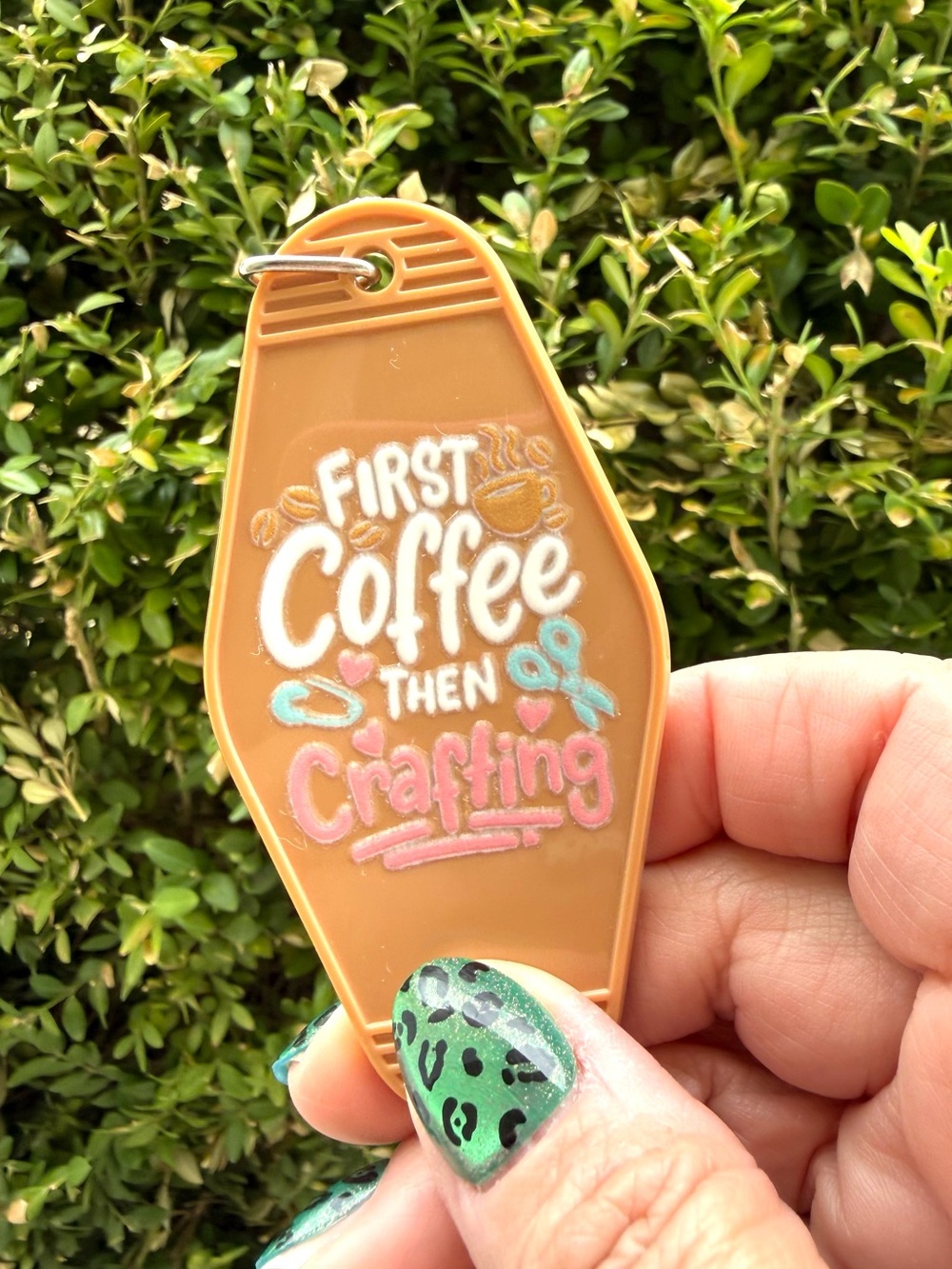 Vintage style motel key 3.5” keychain crafting themed coffee lovers gift idea
